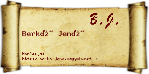 Berkó Jenő névjegykártya